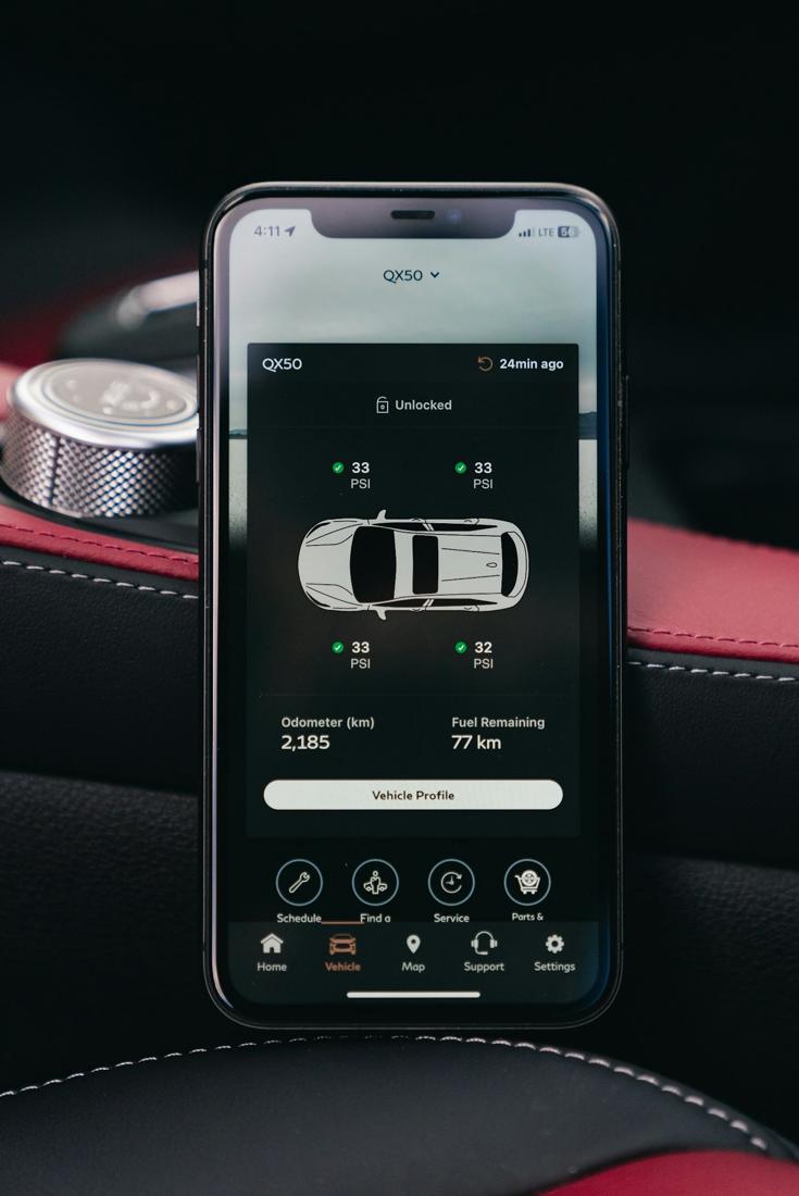 Smartphone showing a car status app
